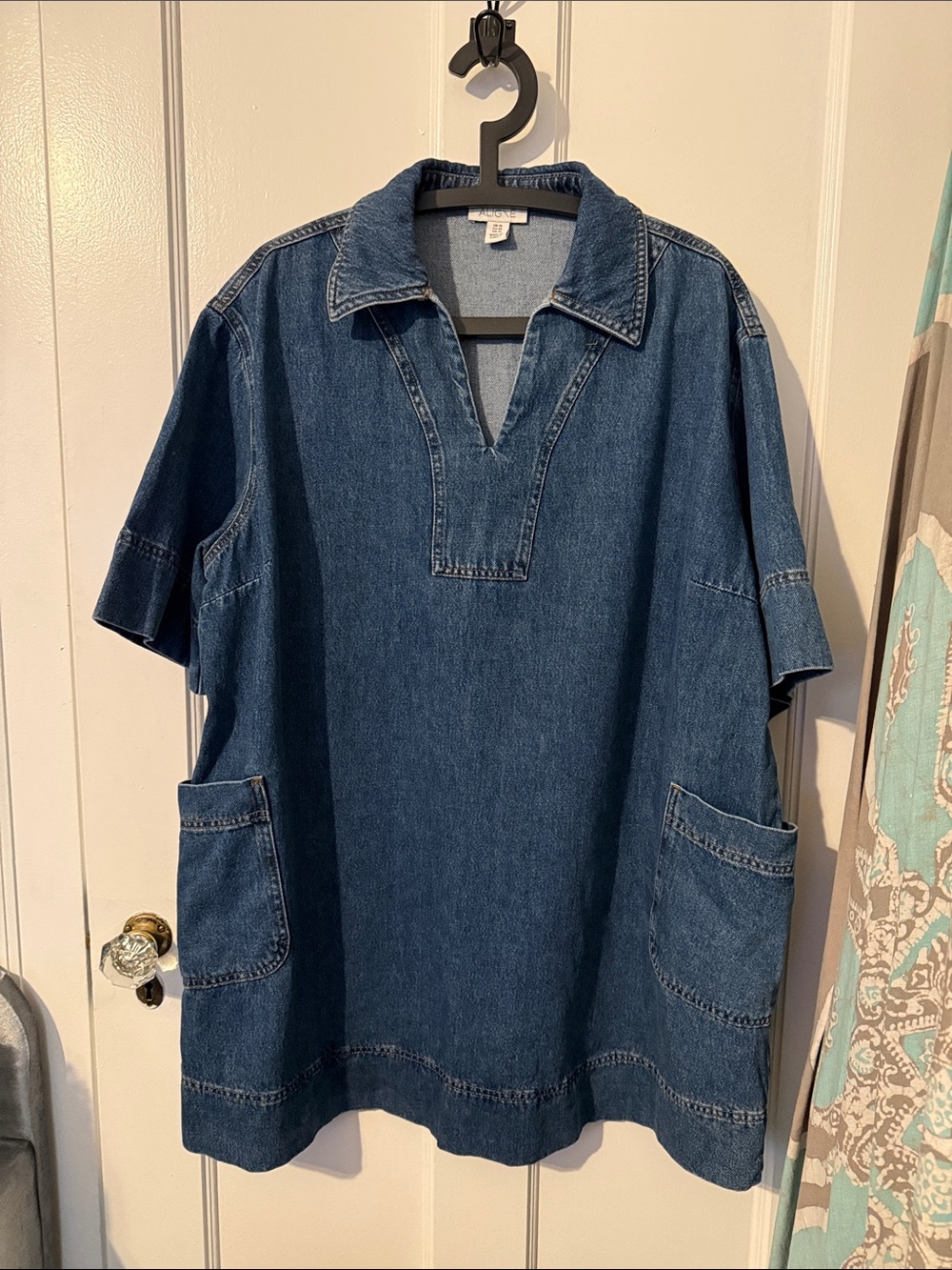 Align Denim Short-Sleeve Shirt Dress - Dark Blue